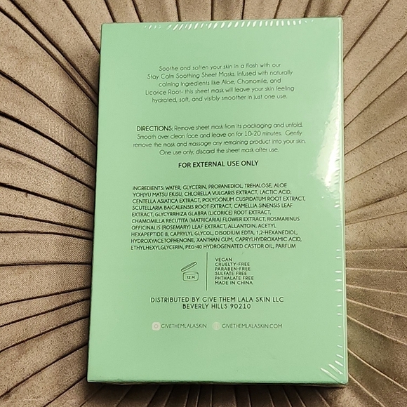 GIVE THEM LALA STAY CALM Soothing Sheet Face Masks Infused Aloe Chamomile Set 4 - Picture 8 of 10